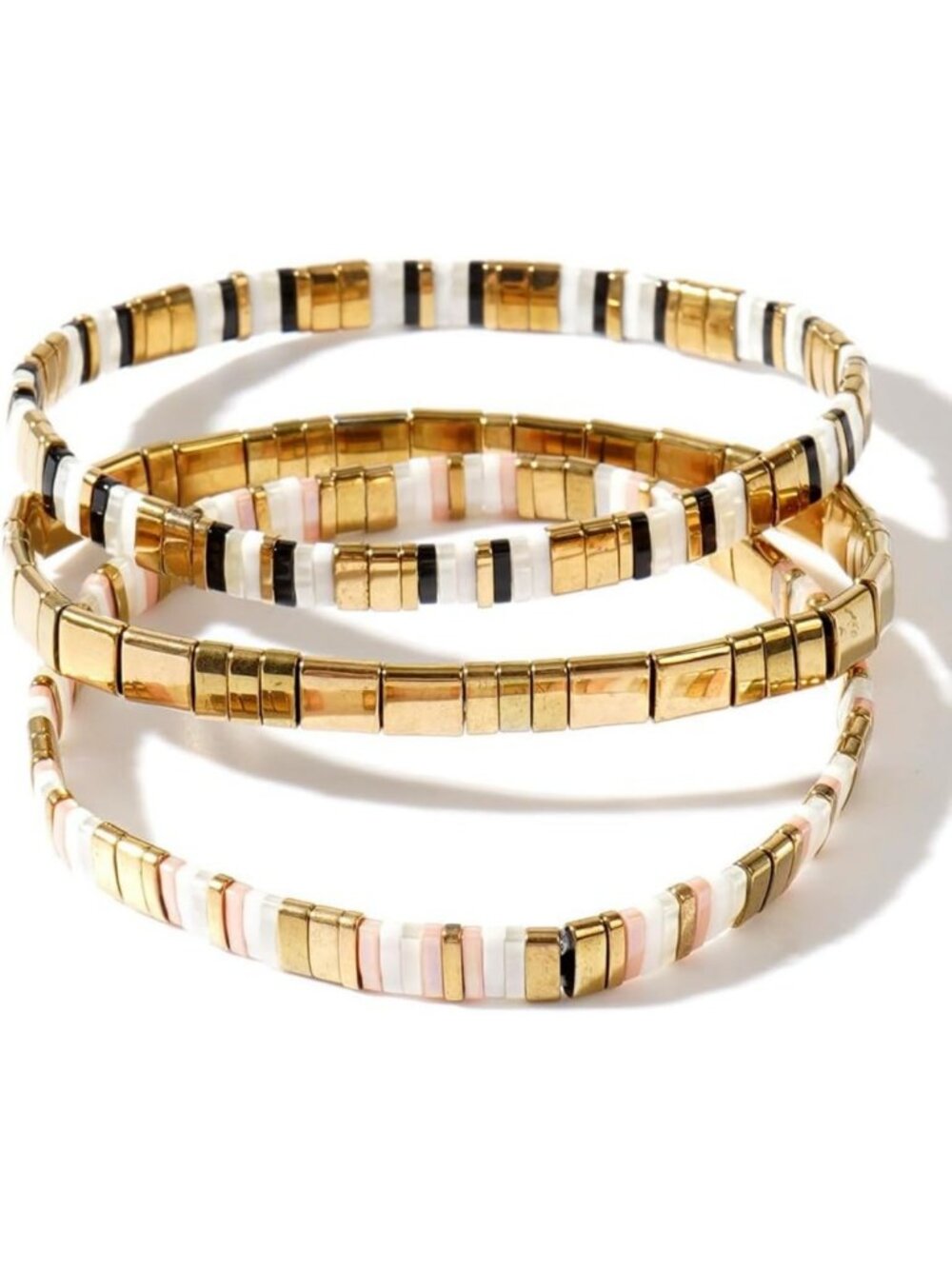 Boho 3-Piece Stackable Beaded Bracelets Set for Women & Men - Handmade Colorful